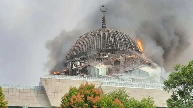 Kubah Masjid Jakarta Islamic Center Terbakar, Ini Rekaman Videonya